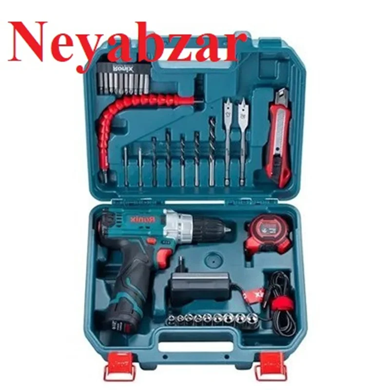 کیت دریل شارژی 12 ولت چکشی تک باتری 35 پارچه رونیکس مدل RS-8611